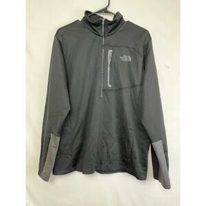 North Face Men's Size Large Gray/Black 1/4 Zip Long Sleeve Pullover Top95